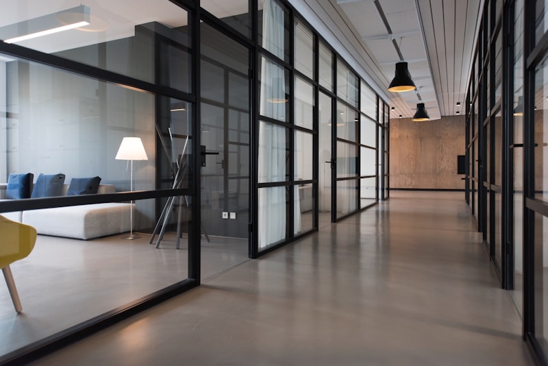 Modern office workspace with colleagues at work
